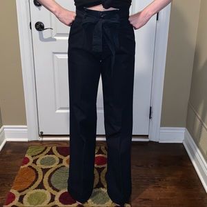 Furst Premium Denim High Waisted Wide leg Tie Pant